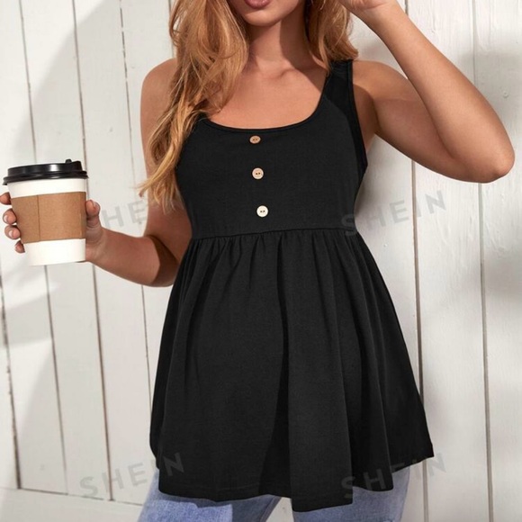 Shein Maternity Button Front Black Tank - Picture 3 of 8